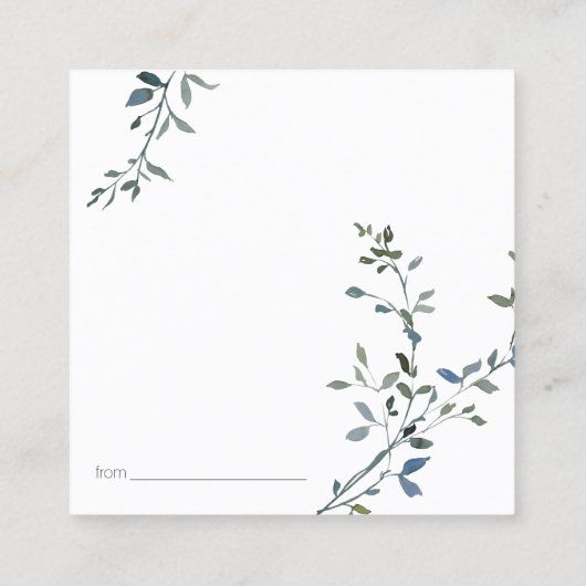 Seite Silver Green Floral Date Night Card Quadratische Visitenkarte (Rückseite)