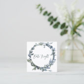 Seite Silver Green Floral Date Night Card Quadratische Visitenkarte (Stehend Vorderseite)
