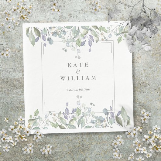 Seite und Lilac Floral Geometric Wedding Serviette