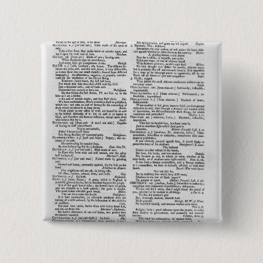 Seite von einem Wörterbuch Button (Vorderseite)