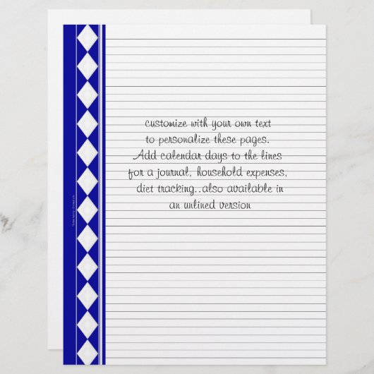 Seiten mit blauen Diamanten, mit Ihrem eigenen Tex (Vorne/Hinten)