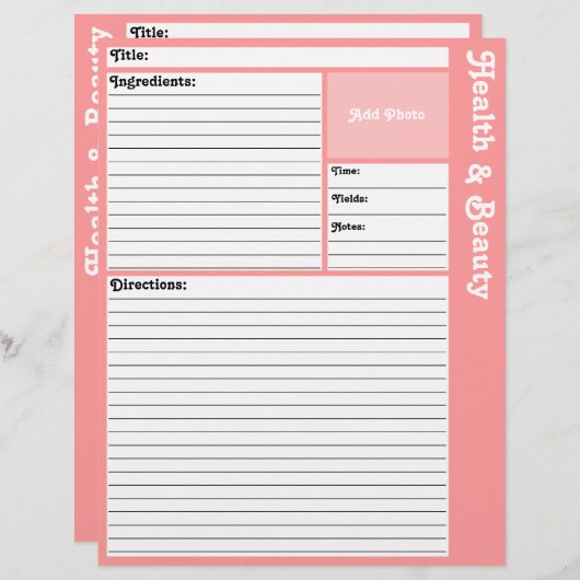 Seiten mit gestrichenem Rezept (rosa) (Vorne/Hinten)