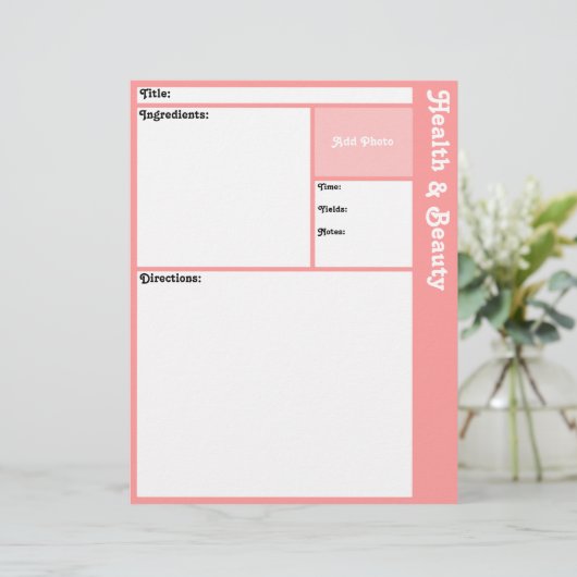 Seiten mit Rezept (rosa) (Stehend Vorderseite)
