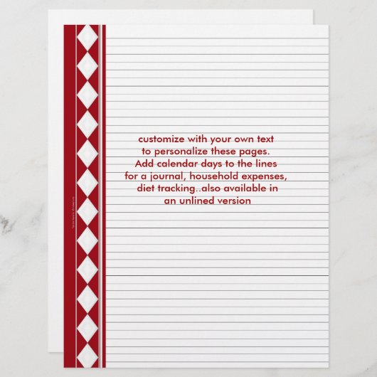 Seiten mit roten Diamanten, mit Ihrem eigenen Text (Vorne/Hinten)