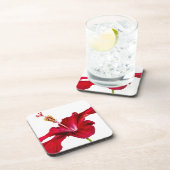 Seitenansicht der Blume des roten Hibiskus Getränkeuntersetzer (Rechte Seite)