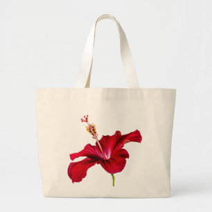 Seitenansicht der Blume des roten Hibiskus Jumbo Stoffbeutel