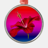 Seitenansicht der Blume des roten Hibiskus Ornament Aus Metall (Vorne)