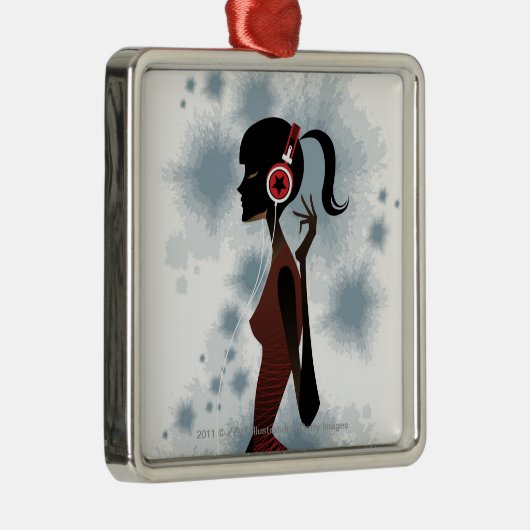 Seitenansicht der hörenden Musik der Frau Ornament Aus Metall (Rechts)