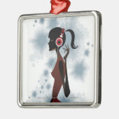 Seitenansicht der hörenden Musik der Frau Ornament Aus Metall (Links)