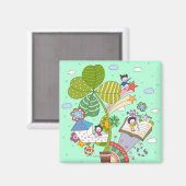 Seitenansicht der Kinder, die an getöpfter Pflanze Magnet (Vorderseite/Rückseite)