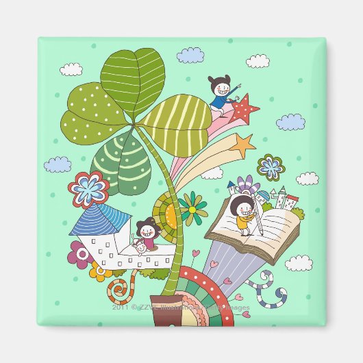 Seitenansicht der Kinder, die an getöpfter Pflanze Magnet (Vorne)