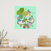 Seitenansicht der Kinder, die an getöpfter Pflanze Poster (Küche)