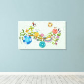 Seitenansicht der Kinder, die auf einem Zweig spie Leinwanddruck (Insitu (Holzboden))