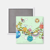 Seitenansicht der Kinder, die auf einem Zweig spie Magnet (Vorderseite/Rückseite)