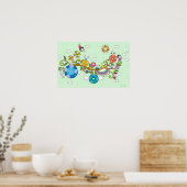 Seitenansicht der Kinder, die auf einem Zweig spie Poster (Küche)