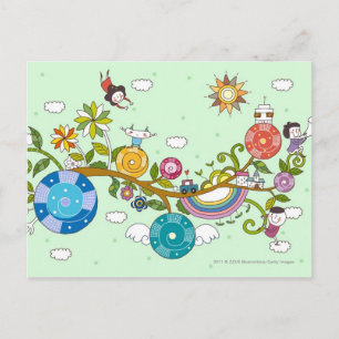 Seitenansicht der Kinder, die auf einem Zweig spie Postkarte