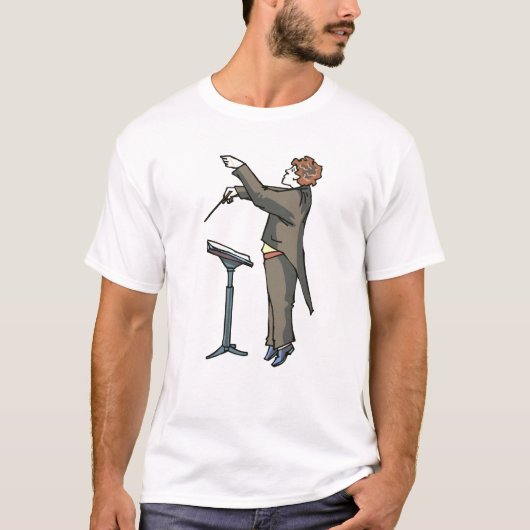 Seitenansicht des Leiters mit Stand T-Shirt (Vorderseite)