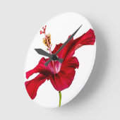 Seitenansicht des roten Hibiskus Blume Runde Wanduhr (Winkel)