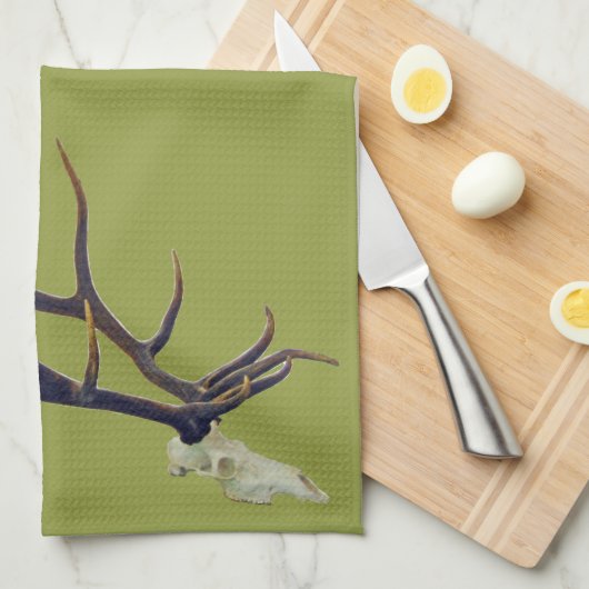 Seitenansicht des Stier-Elchschädels Geschirrtuch (Viertel Falte)