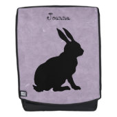 Seitenansicht Lila Schwarzes Silhouette Kaninchen Rucksack (Vorderseite)