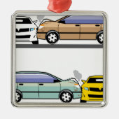 SeitenAutounfall Silbernes Ornament (Vorne)