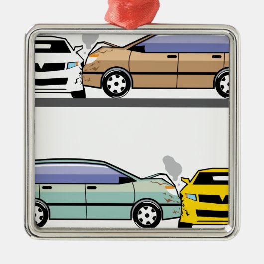 SeitenAutounfall Silbernes Ornament (Vorne)