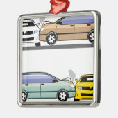 SeitenAutounfall Silbernes Ornament (Links)