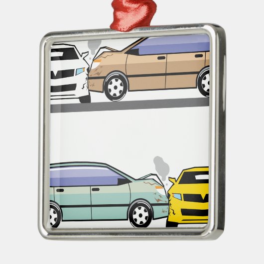 SeitenAutounfall Silbernes Ornament (Links)