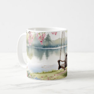 Seitenblick auf Schaukel im romantischen Aquarellg Kaffeetasse