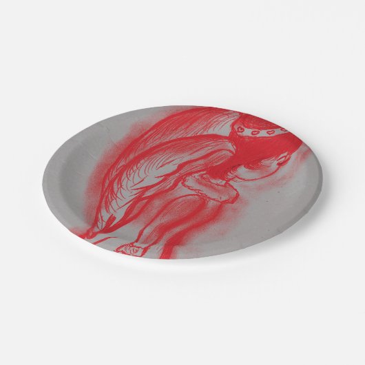 Seitenengel im Rot Pappteller (Schrägansicht)