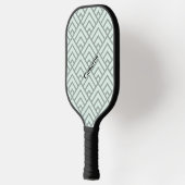 Seitengrün geometrisches Muster Modernes Monogramm Pickleball Schläger (Links)