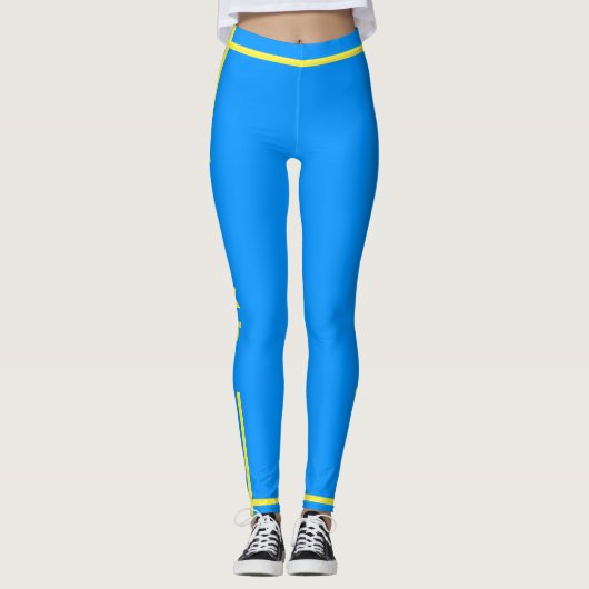 Seitenleiste Blau Leggings für Text und Farben (Vorderseite)