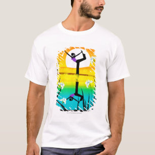 Seitenprofil eines übenden Yoga der Frau T-Shirt