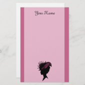 Seitenprofil-Schwarz-Silhouette-viktorianische Briefpapier (Vorne/Hinten)