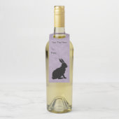Seitenprofil Sitzkaninchen in schwarzer Silhouette Flaschenanhänger (Auf Flasche)