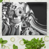 Seitenschritt, psychedelischer Rauchschädel Geschirrtuch (Gefaltet)