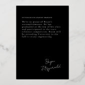 Seitentext Moderne Schwarz-Gold-Grad-Ankündigung Folieneinladung (Rückseite)