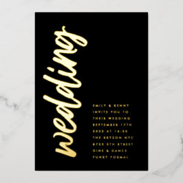 Seitenwege Onyx Hochzeit echte GOLD Foil Einladung