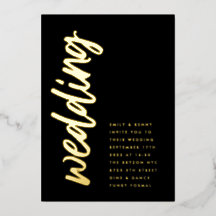 Seitenwege Onyx Hochzeit echte GOLD Foil Einladung