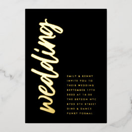 Seitenwege Onyx Hochzeit echte GOLD Foil Einladung