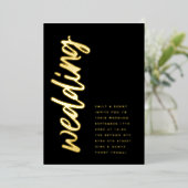 Seitenwege Onyx Hochzeit echte GOLD Foil Einladung (Stehend vorne)