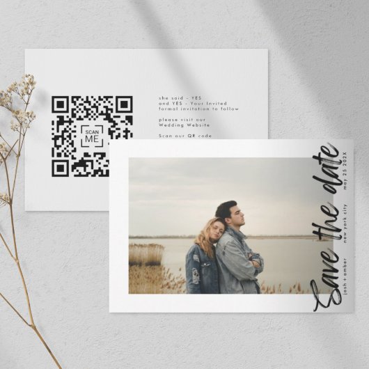 Seitenwege QR-Code Moderne, einfache Foto-Grenze Save The Date