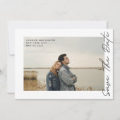 Seitenwege QR-Code Moderner Schwarzer Text-Foto-Bo Save The Date (Vorderseite)