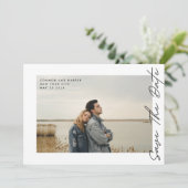 Seitenwege QR-Code Moderner Schwarzer Text-Foto-Bo Save The Date (Stehend Vorderseite)