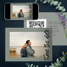 Seitenwege QR Code Modernes, einfaches Foto Moss G Save The Date