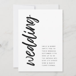 Seitenwege Schwarz Moderne einfache Hochzeit Einladung