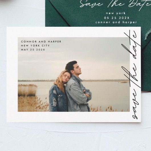 Seitenweise QR-Code einfach elegant Foto-Grenze Save The Date