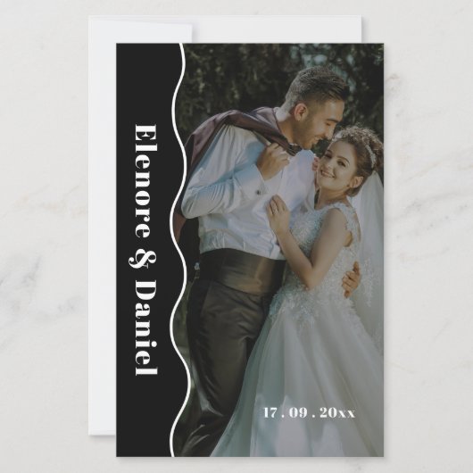 Seitenwelle | Schwarz-Weiß | Hochzeitsprogramm für (Vorderseite)