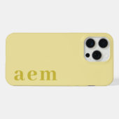 Seitiges Monogramm Initialen Blassgelb Minimalisti iPhone Hülle (Rückseite (Horizontal))