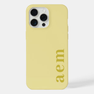 Seitiges Monogramm Initialen Blassgelb Minimalisti iPhone 15 Pro Max Hülle